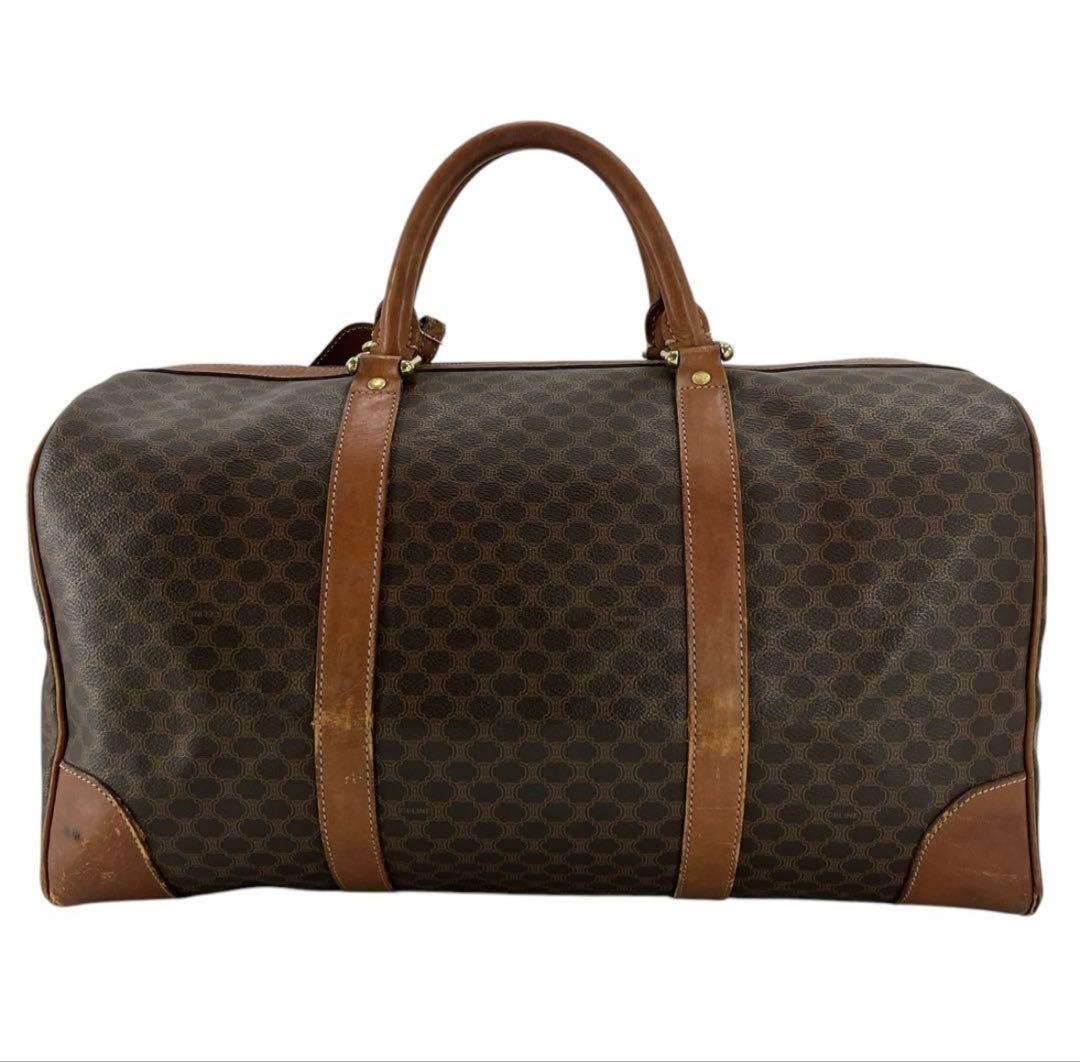 当時物 オールド セリーヌ ボストンバッグ 南京錠 マカダム柄