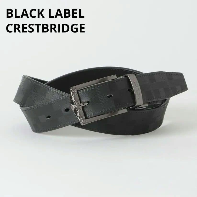 ブラックレーベル クレストブリッジ リバーシブルベルト レザー 牛革 本革 黒