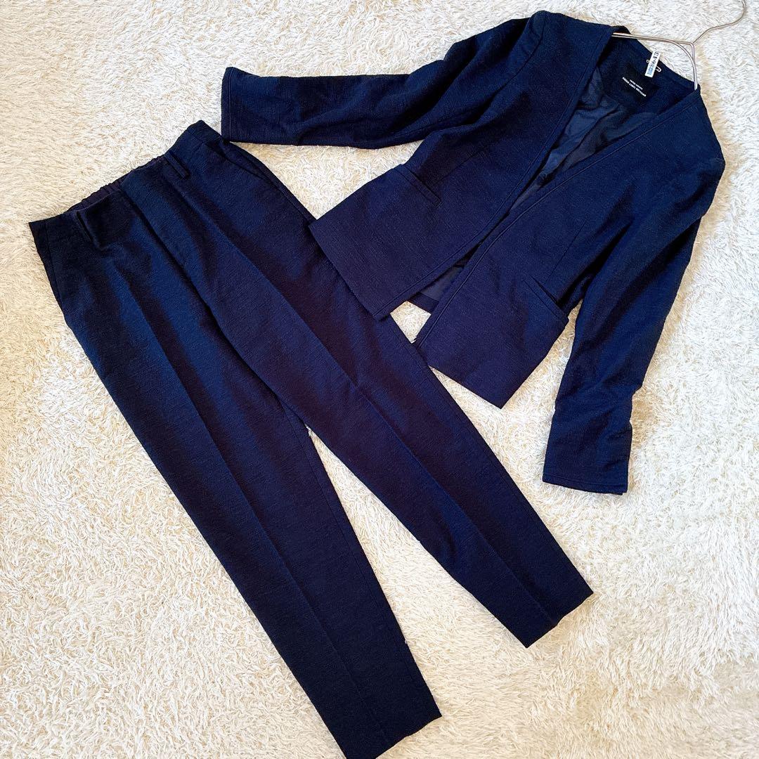 GREEN LABEL RELAXING パンツ スーツ ネイビー コットン　M