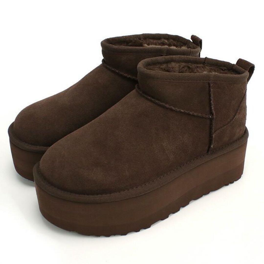 【新品未使用】UGG ムートンブーツ　ウルトラミニ 厚底　23　バーントシダー UGG（アグ） ムートンブーツ クラシック ウルトラ ミニ ニュー ハイツ