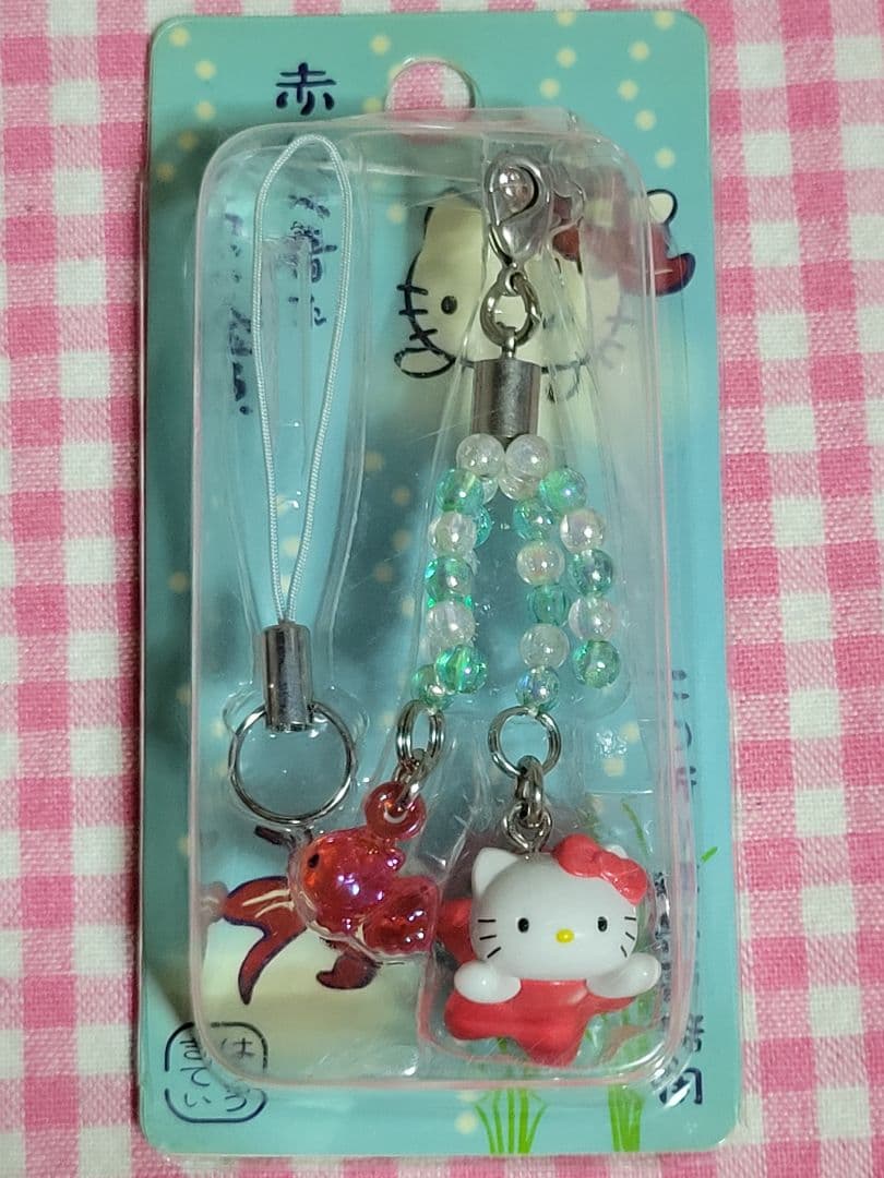 ⚠️箱つぶれあり◆キティ赤いべべ着たかわいい金魚　ストラップ2003年 　未開封
