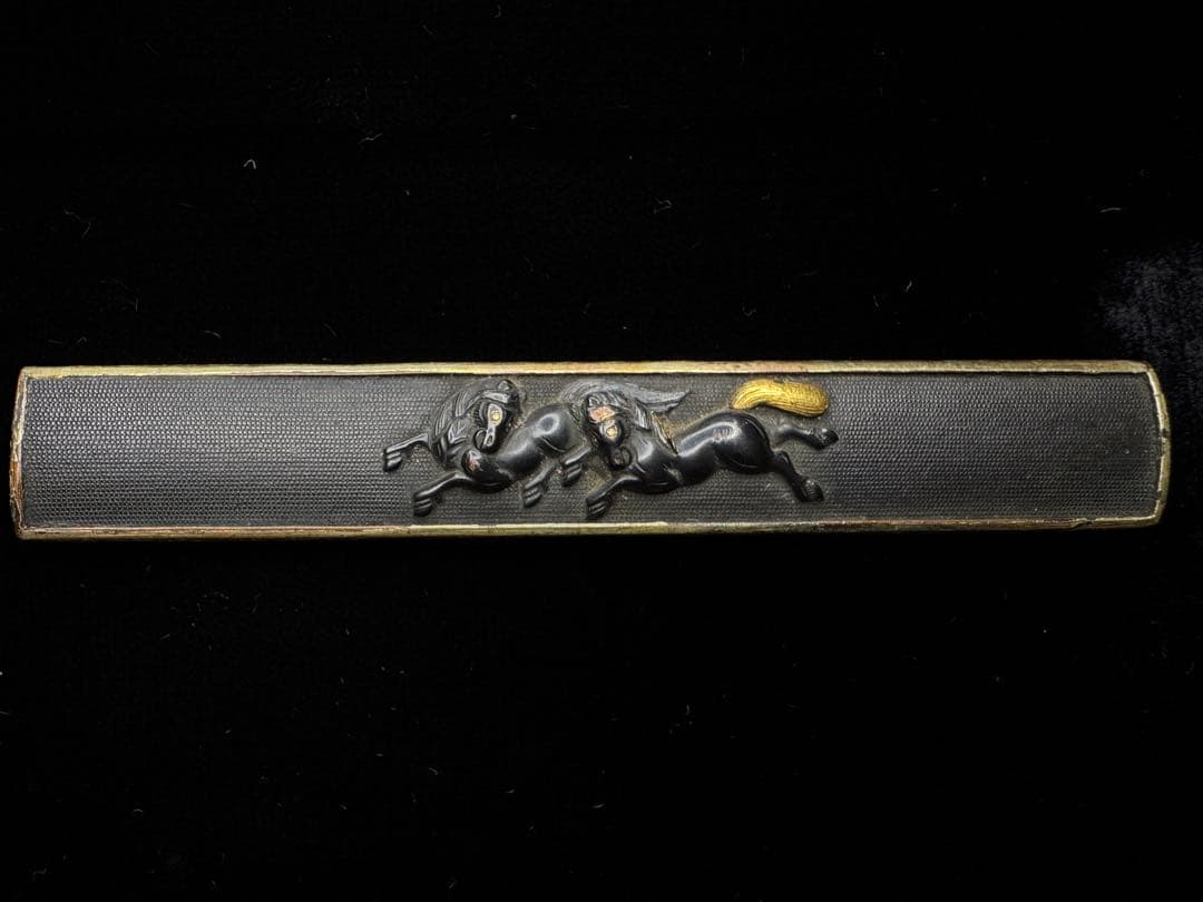 無銘 小柄 馬図 赤銅魚子地 日本刀 刀装具 骨董 古美術 江戸時代 時代物