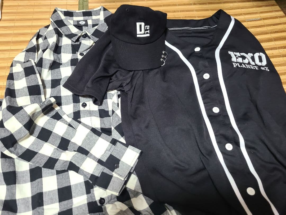 EXO D.O. ギョンス 公式 ベースボールシャツ チェックシャツ キャップ