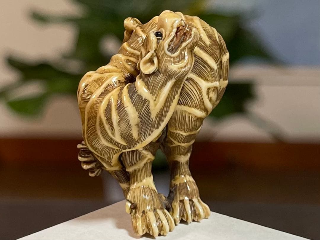 『虎』 根付 　　（提げ物 /緒締め /帯留め /Netsuke）