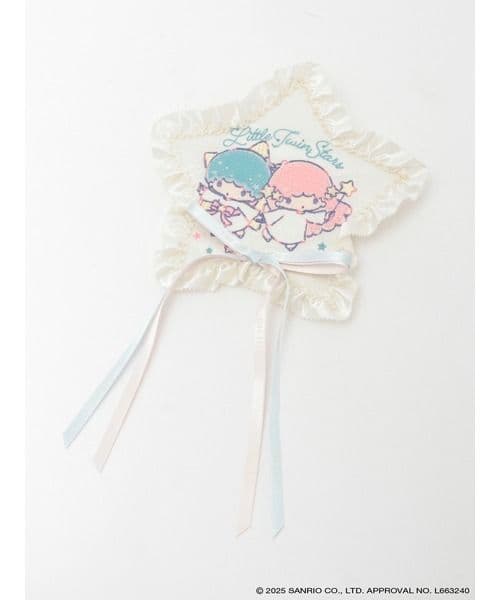 ピンクハウス　リトルツインスターズ　ワッペンブローチ　アイボリー Little Twin Stars×PINK HOUSE 刺しゅう入りローンブラウス｜ピンク