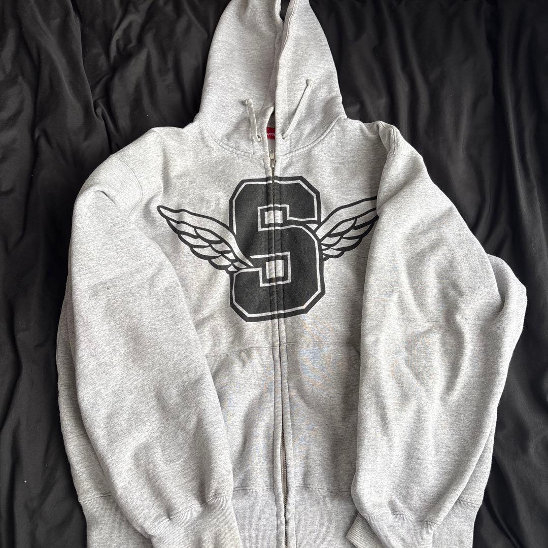Supreme Sロゴ ジップアップパーカー グレー
