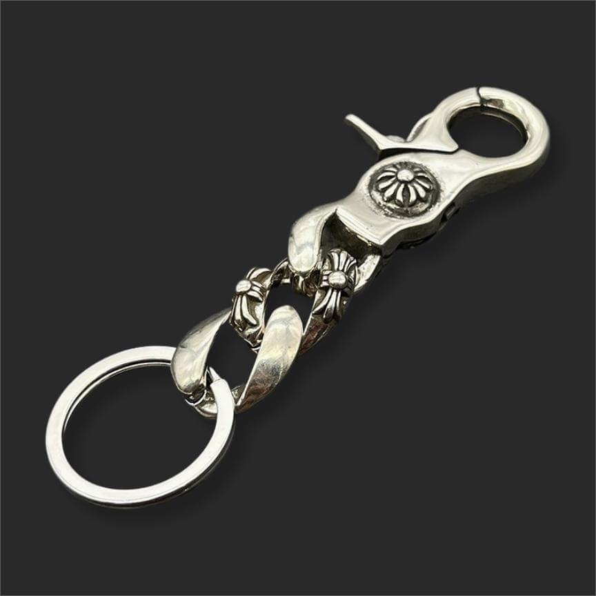 シルバー925 クロスフック付き フローラルクロスキーホルダー - メルカリ