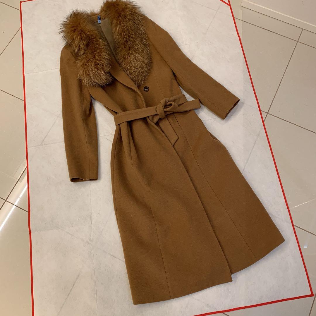 アナイ　上質シルバーフォックス　カシミアロングコート