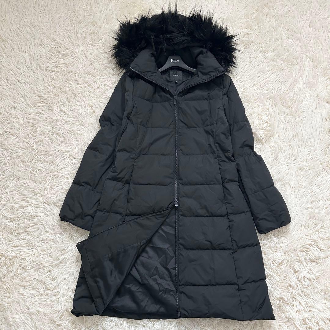 美品✨️セオリー 3wayロングダウンコート フード ファー 黒 S ＆HALF ダウンコート ダウンジャケット 3WAYフォックスファーダウン