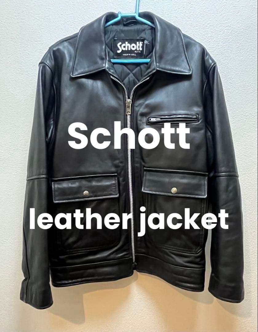 90's Schott トラッカージャケット 黒　USA製　レザージャケット