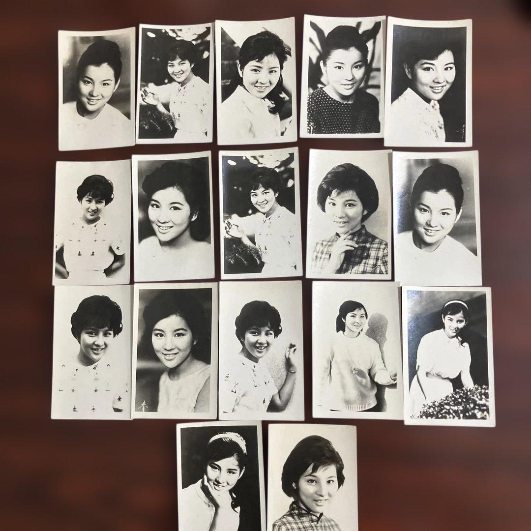 1-12)昭和レトロ 吉永小百合プロマイド モノクロ写真 17枚セット