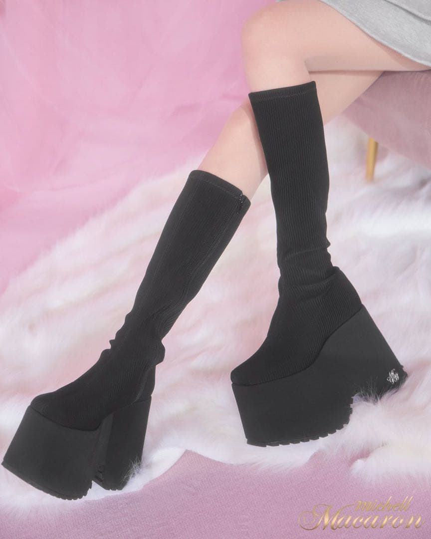 ミシェルマカロン 厚底ストレッチロングブーツ
