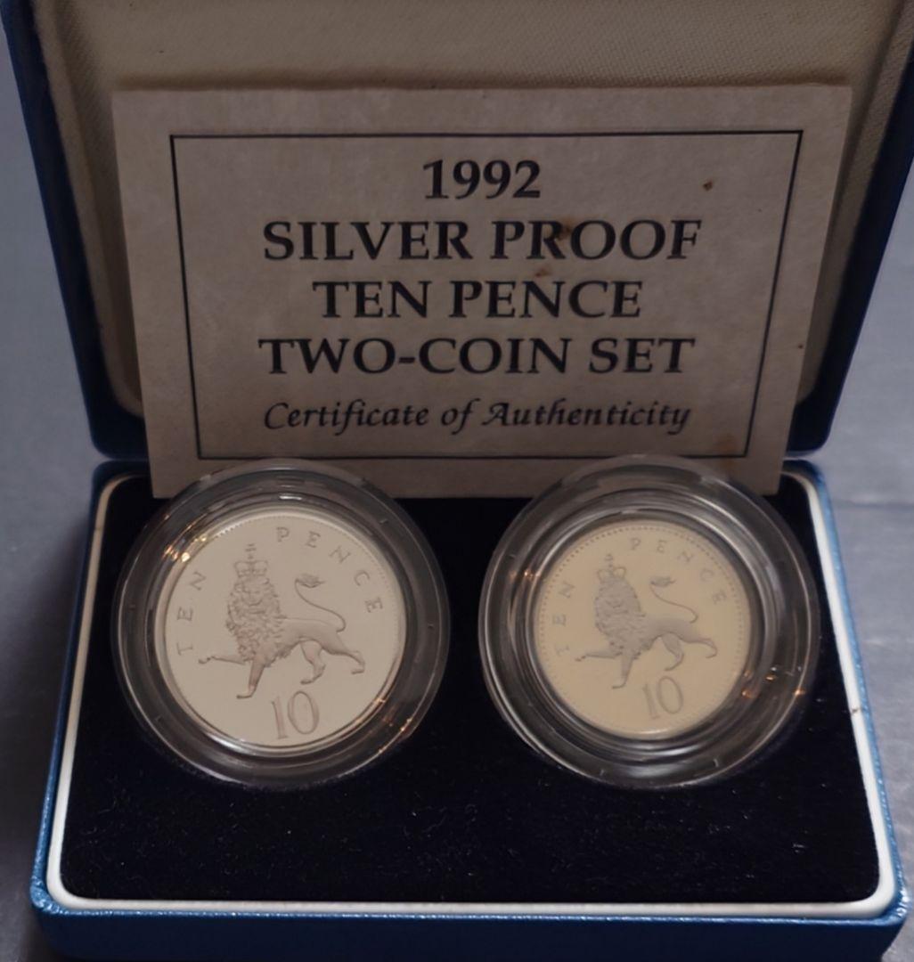 1992年 イギリス銀貨 シルバープルーフ10ペンス新型発行記念銀貨 SV925