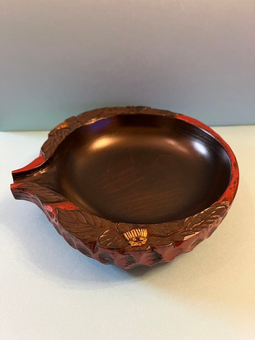 川添日記　片口小皿　草木彫漆器 草木彫 川添日記