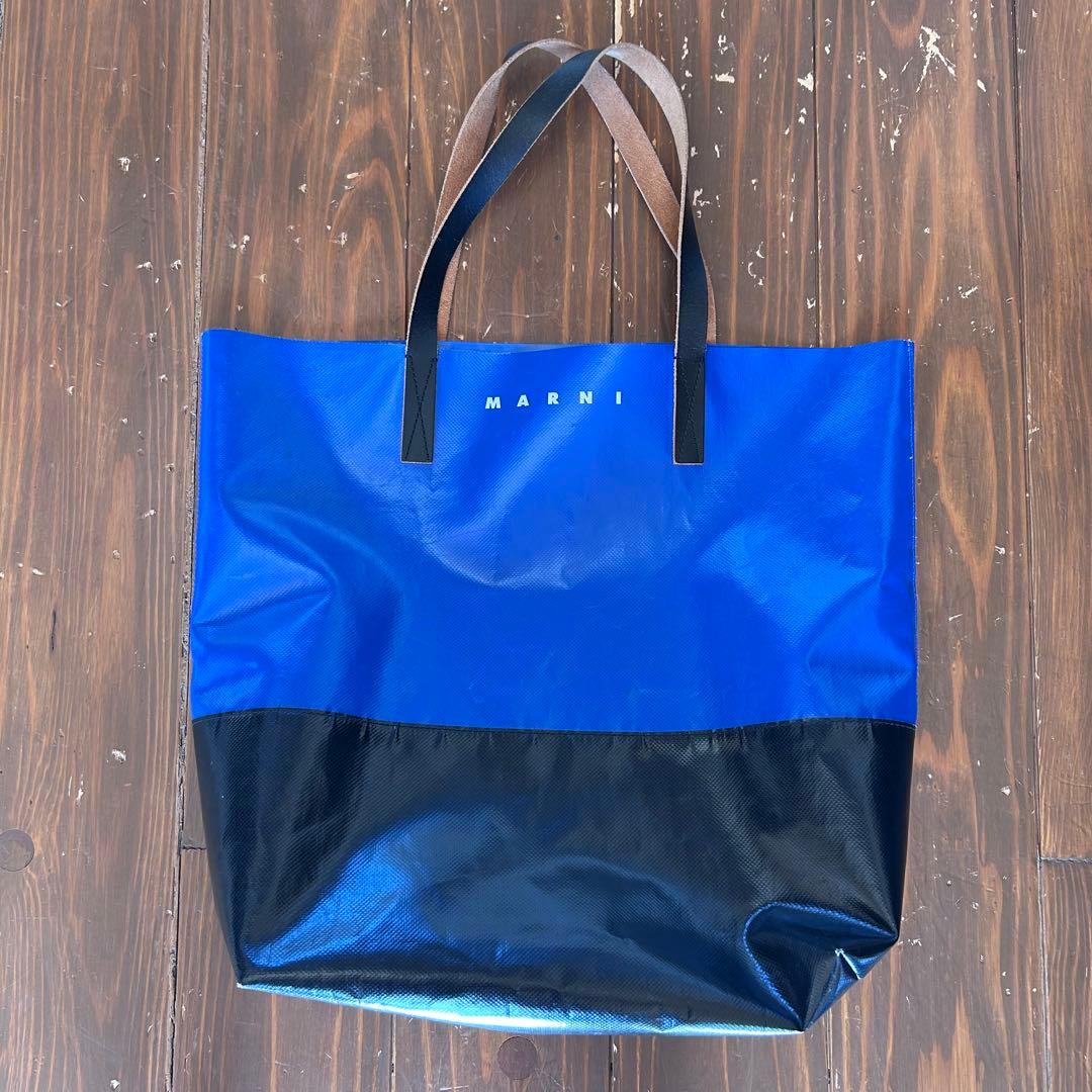 MARNI TRIBECA マルニ トライベッカ トートバッグ バイカラー青x黒