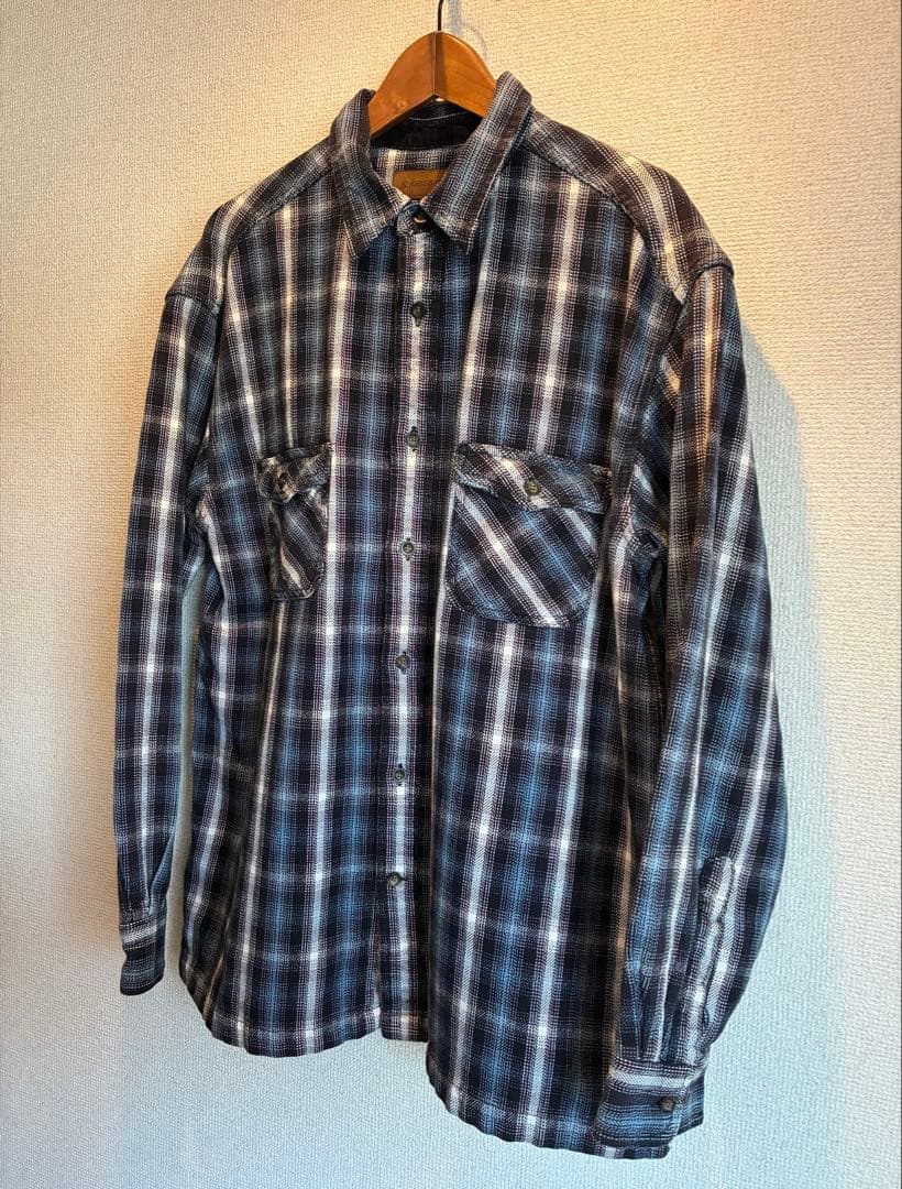 ST. JOHN'S BAYオンブレチェックシャツXL-TALLブルーxネイビー