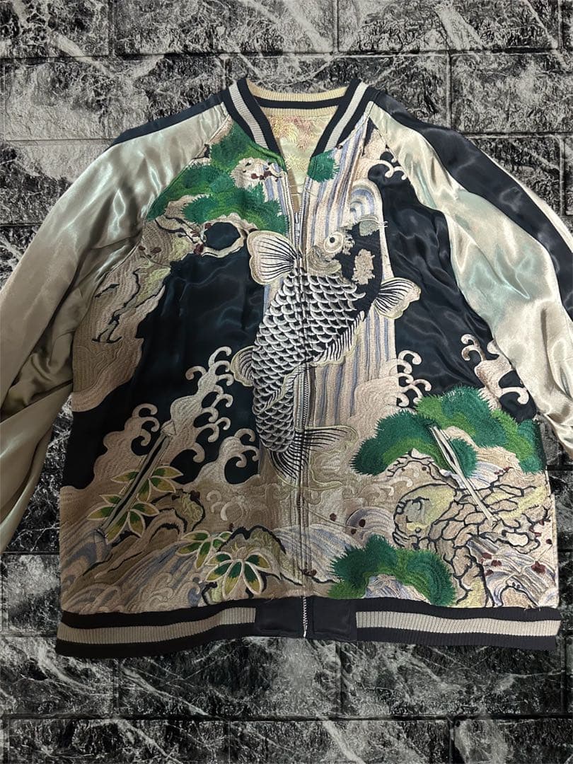 花旅楽団 スカジャン XL 鯉 松 桜 リバーシブル 豪華刺繍