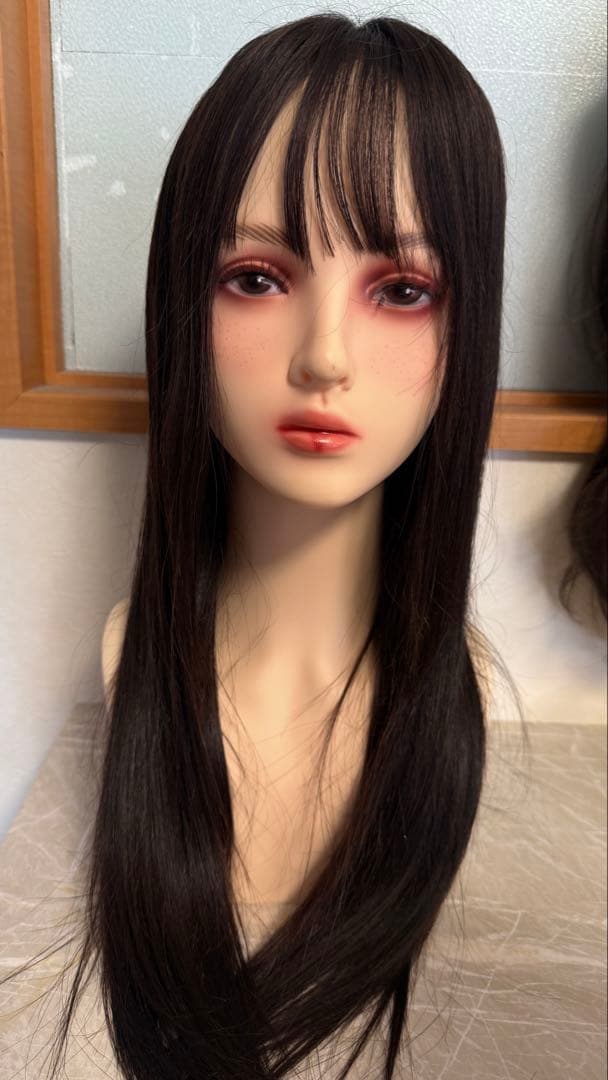 高品質　ロングストレートウィッグ 人毛　総手植えレース　医療用　定価79800円