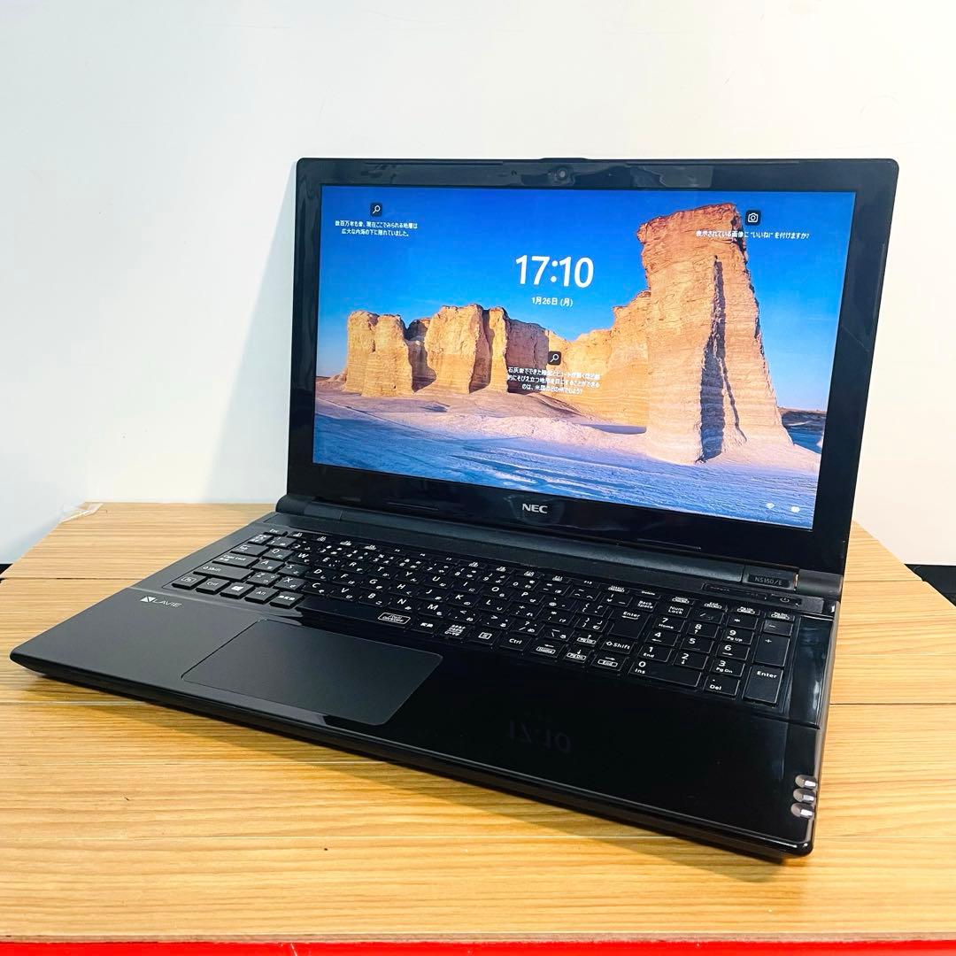 ピアノブラックNECノートパソコンwin11オフィステレワークカメラDVD