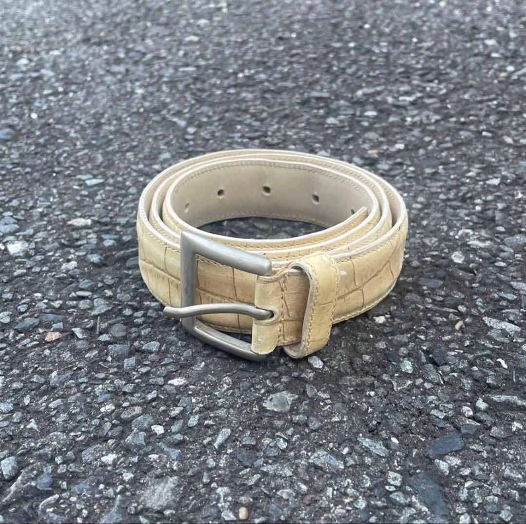 00s PRADA レザーベルト 型押し クロコダイ archive