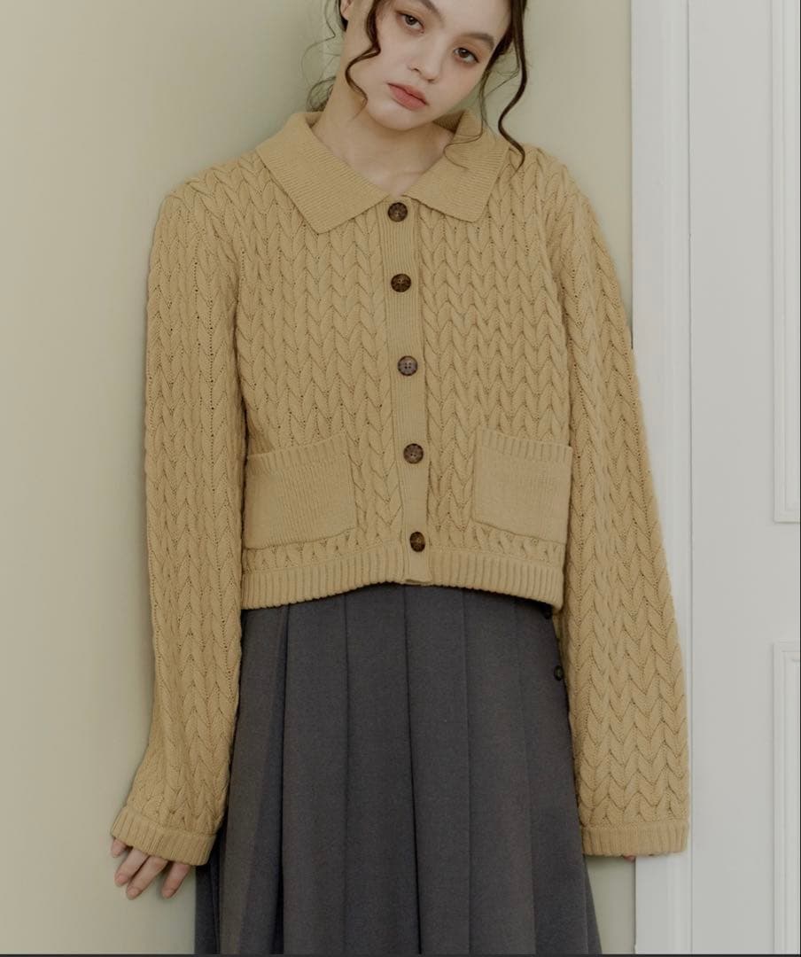 OLUN cable knit shirt/ケーブルニットシャツ　ベージュ