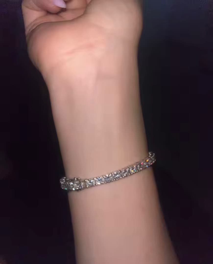 【大人の手元に】モアサナイト×シルバー925テニスチェーンブレスレット