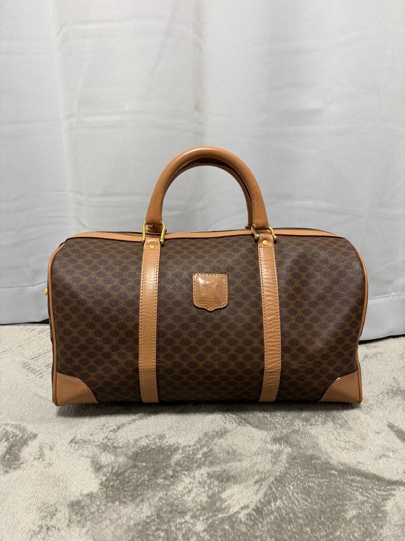 CELINE ボストンバッグ旅行バッグトラベル マカダムPVC/レザーブラウン
