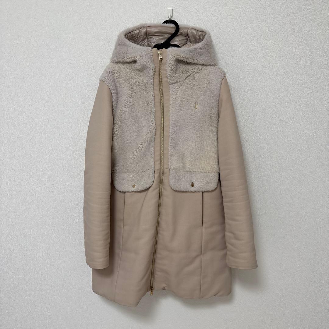 ヘルノ　キッズ　12A フード付きベージュダウンジャケット