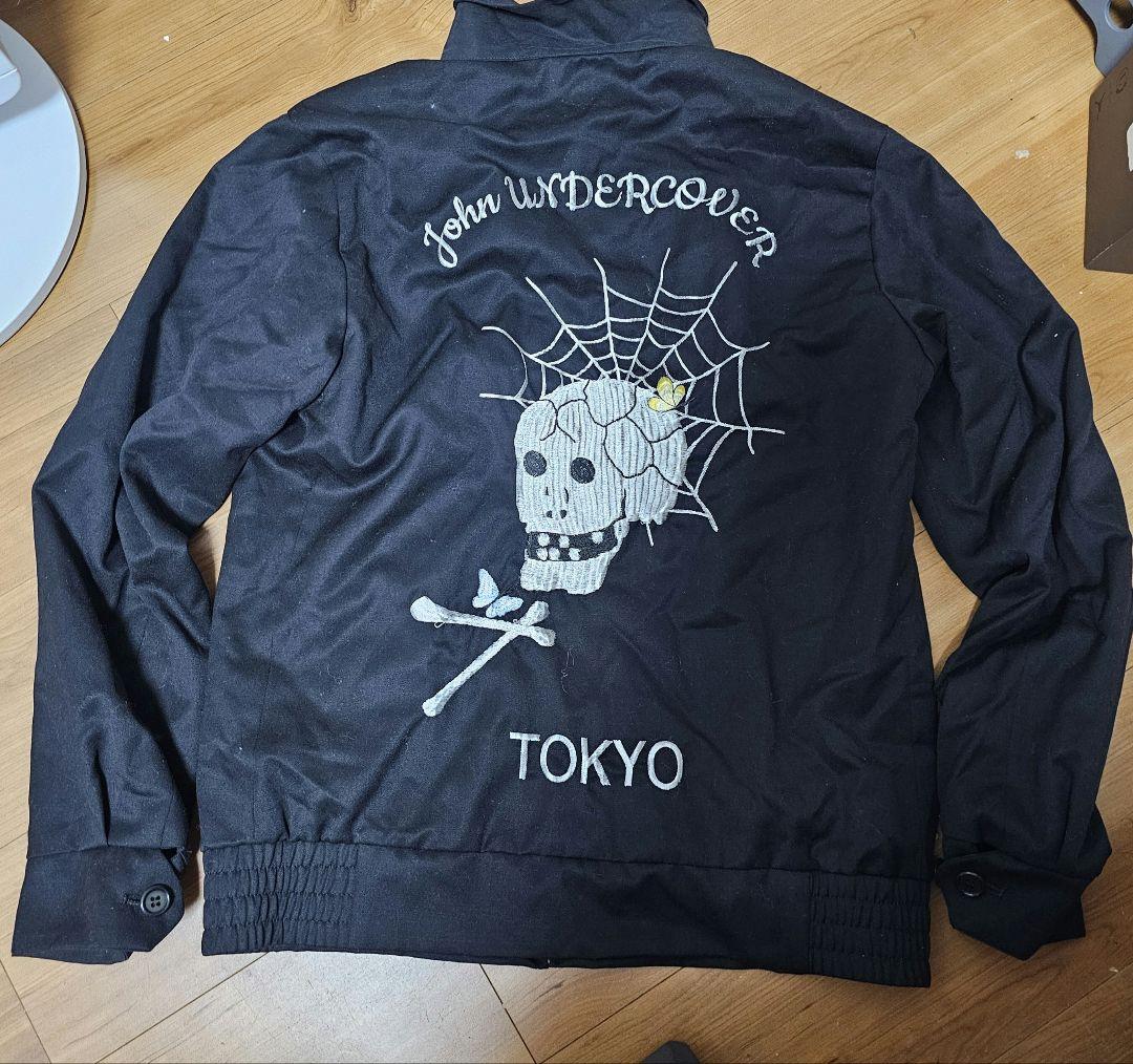 骸骨と蜘蛛の巣　John UNDERCOVER スカル刺繍　size 2 スカルスカジャン 朧 9033816 おぼろ 髑髏 ドクロ 刺繍 スーベニア