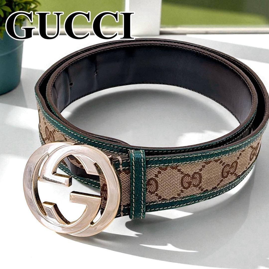 グッチ GUCCI インターロッキングG ベルト GGキャンバス 114876