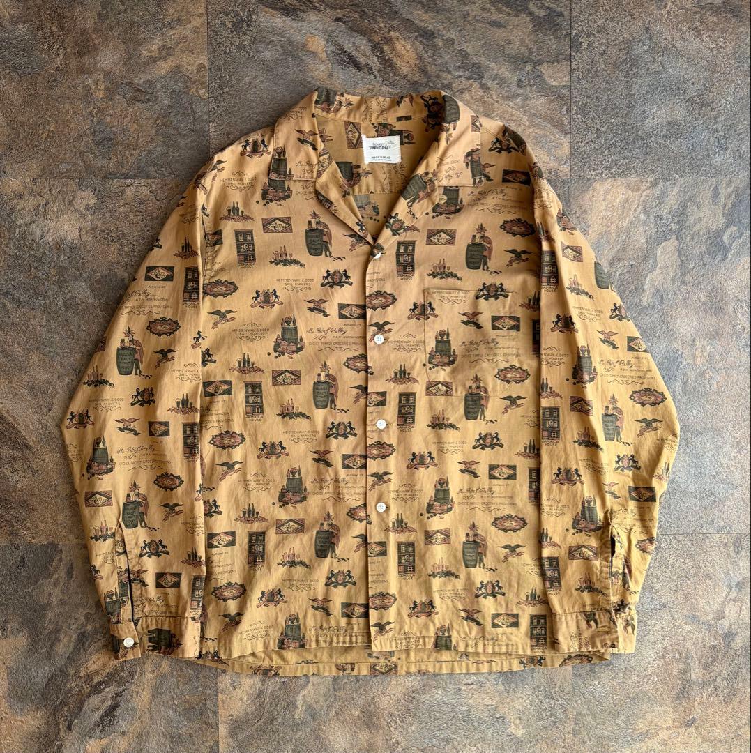 60s TOWNCRAFT タウンクラフト 船タグ オープンカラーシャツ L