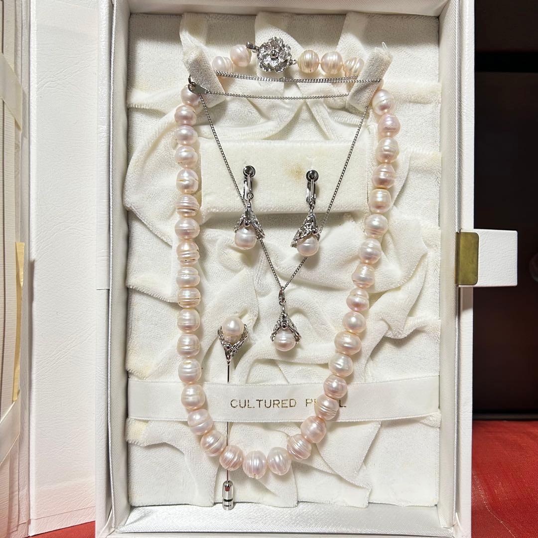 真珠 ネックレス イヤリング ブローチ　ペンダント　セット