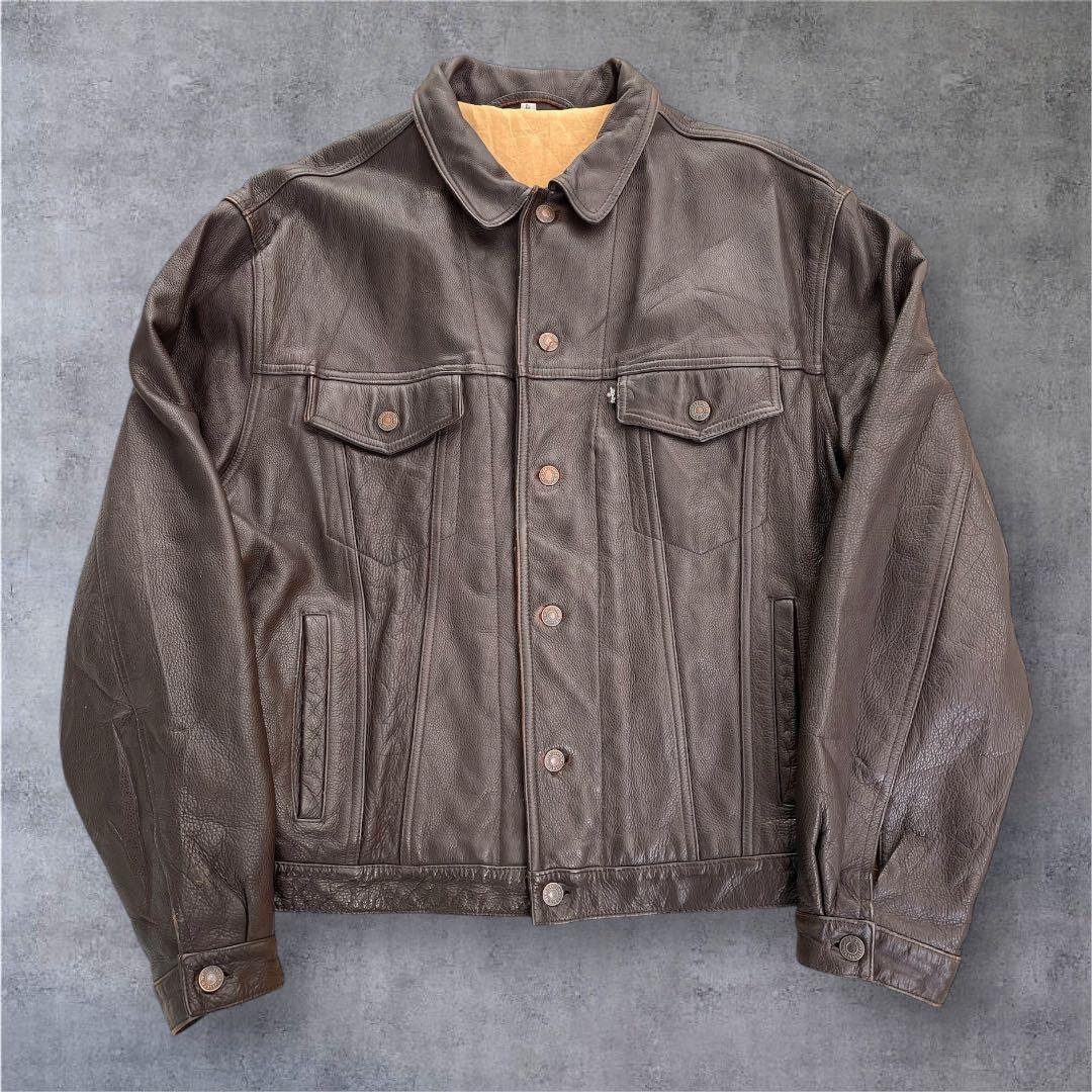 お*着様 levi's レザージャケット　レザー　トラッカー　80s 90s ヴ
