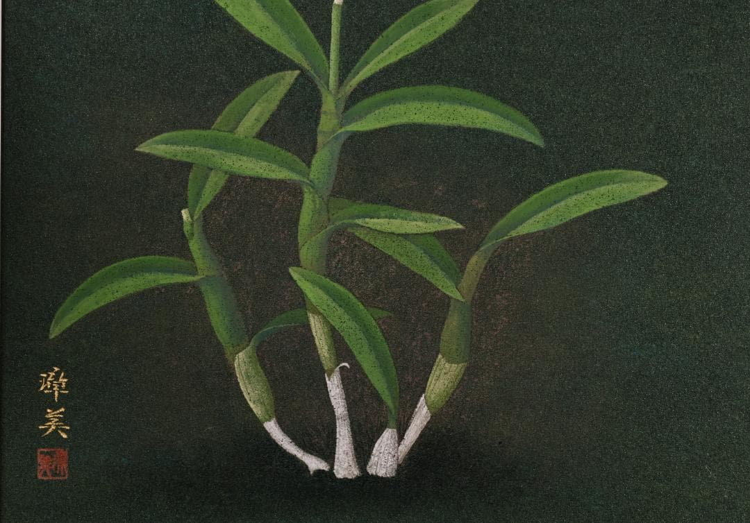 池内璋美 「 蘭花 」 10号 岩彩画 共シール タトウ 黄袋 BK60 - メルカリ