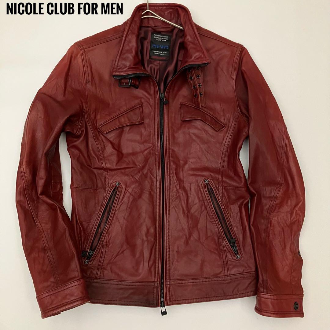 ✨希少✨NICOLE CLUB FOR MEN ヤギ革　シングルライダース 極美品】NICOLE CLUB FOR MEN レザーライダースジャケット - メルカリ