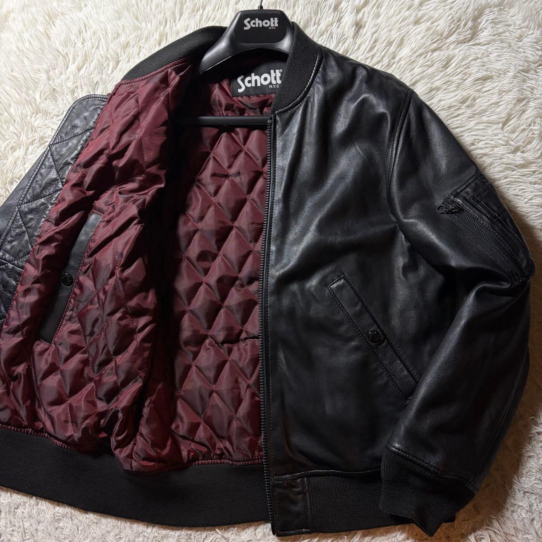 ク*ー様 美品■schott フライトジャケット　MA-1 羊革　ラムレザー ブ