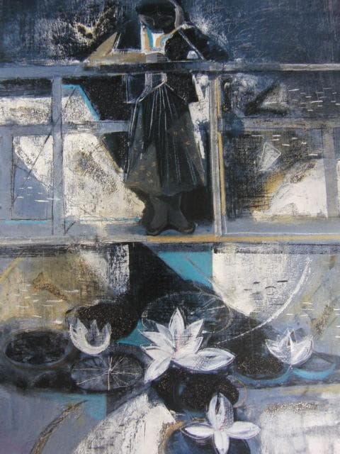 島田章三、【橋下蓮華】、希少な額装用画集より、新品額装付