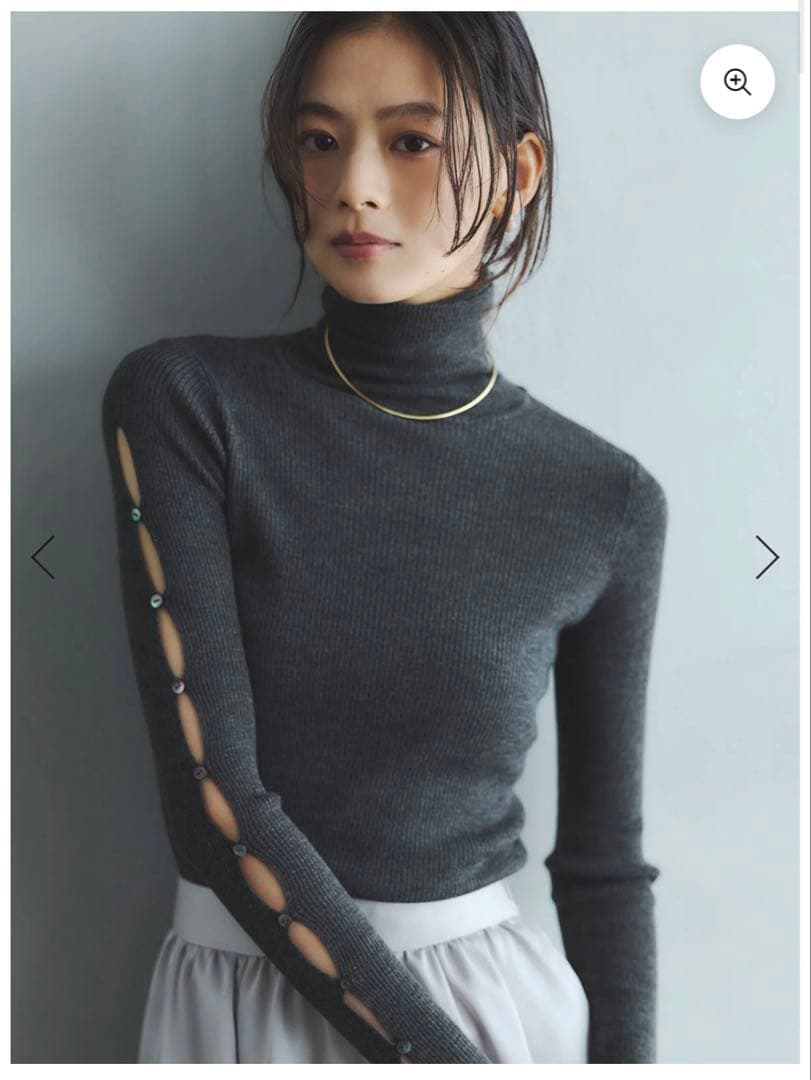 anuans スラッシュリブニットトップス グレー アニュアンス anuans スラッシュリブニットトップス （GREY