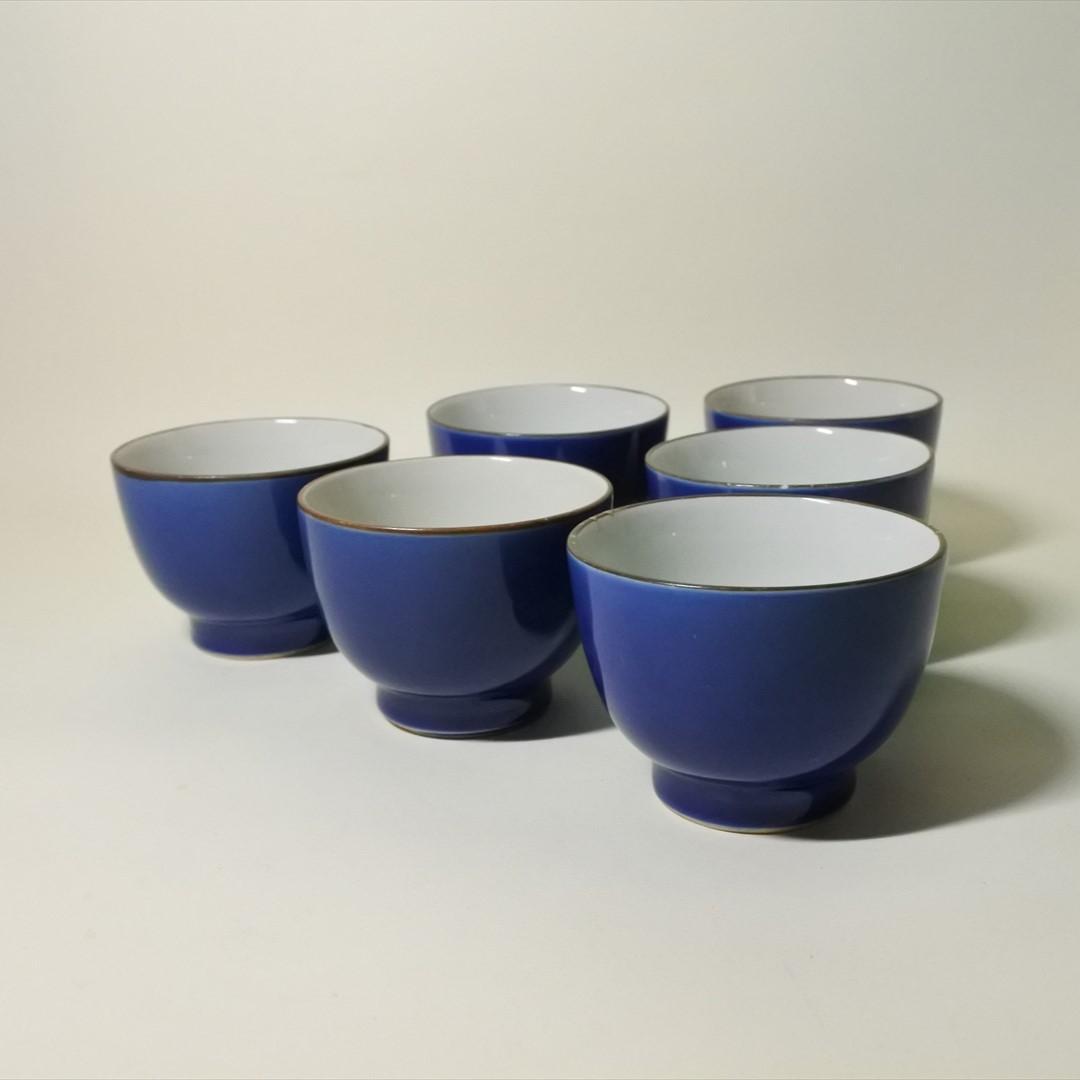 明治時代　瀬戸　瑠璃　猪口　６客組　骨董品　アンティーク　ｈ アンティーク 大黒型自在鉤 江戸明治時代 欅製 12cm