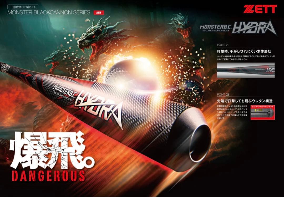 ZETT MONSTER ヒドラ　軟式バット 専用ケース付き 2025年モデル MONSTRE BLACKCANNON HYDRA モンスターブラックキャノン