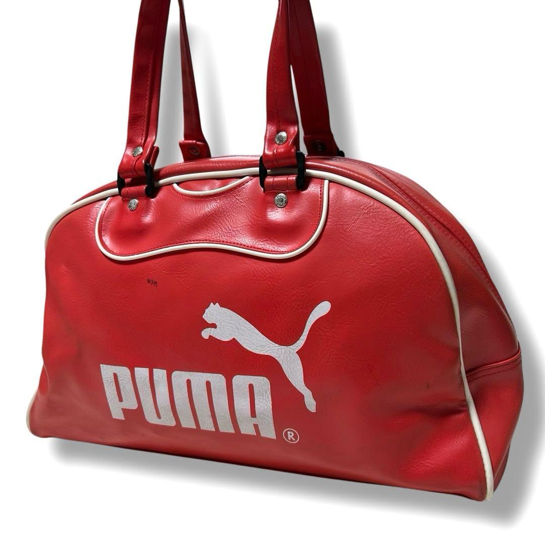 プーマ ボストンバッグ レッド ビッグロゴ 昭和レトロ