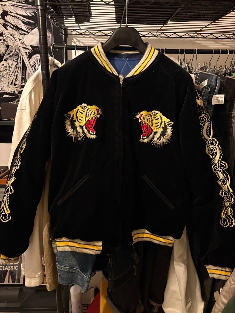 【希少⭐️】 XLサイズ　テーラー東洋　別珍　スカジャン　TT15544 虎・白鷲 TAILOR TOYO テーラー東洋 TAILOR東洋 リバーシブル 別珍 スカジャン