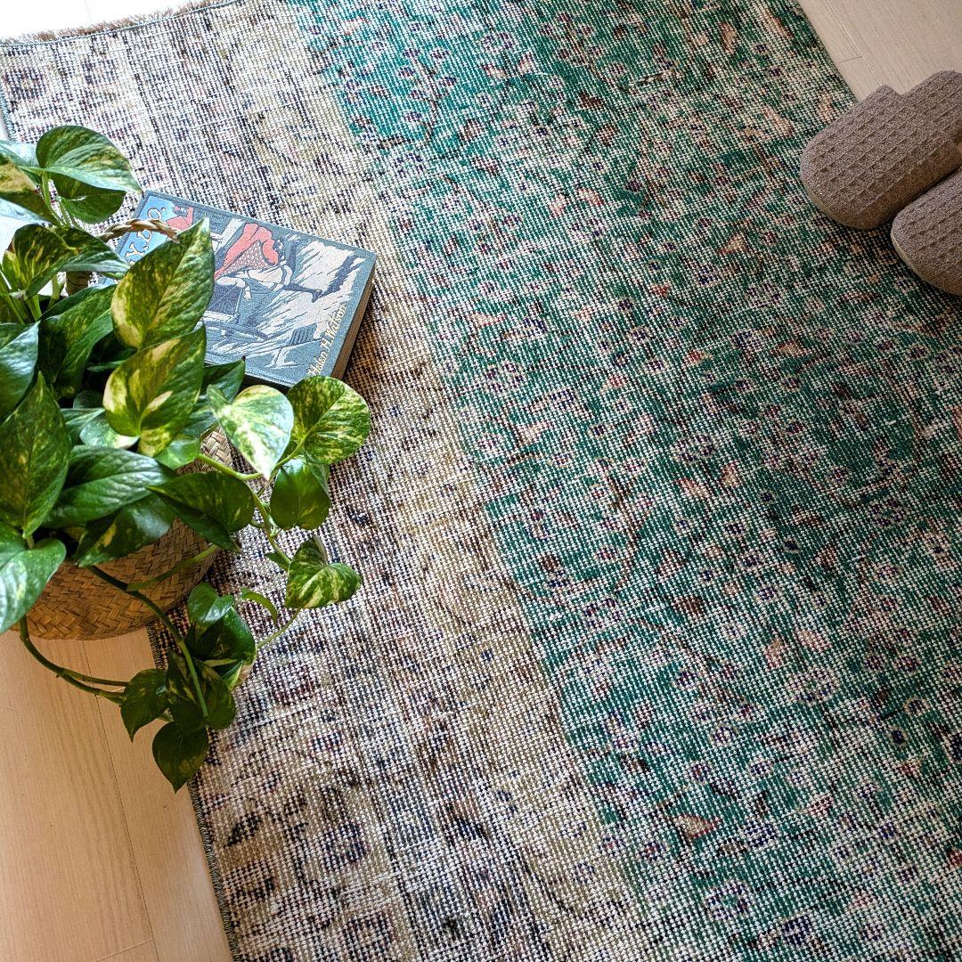 81×169 エメラルドブルー　トルコヴィンテージラグ 81×169 エメラルドブルー トルコヴィンテージラグ 81×169 エメラルド