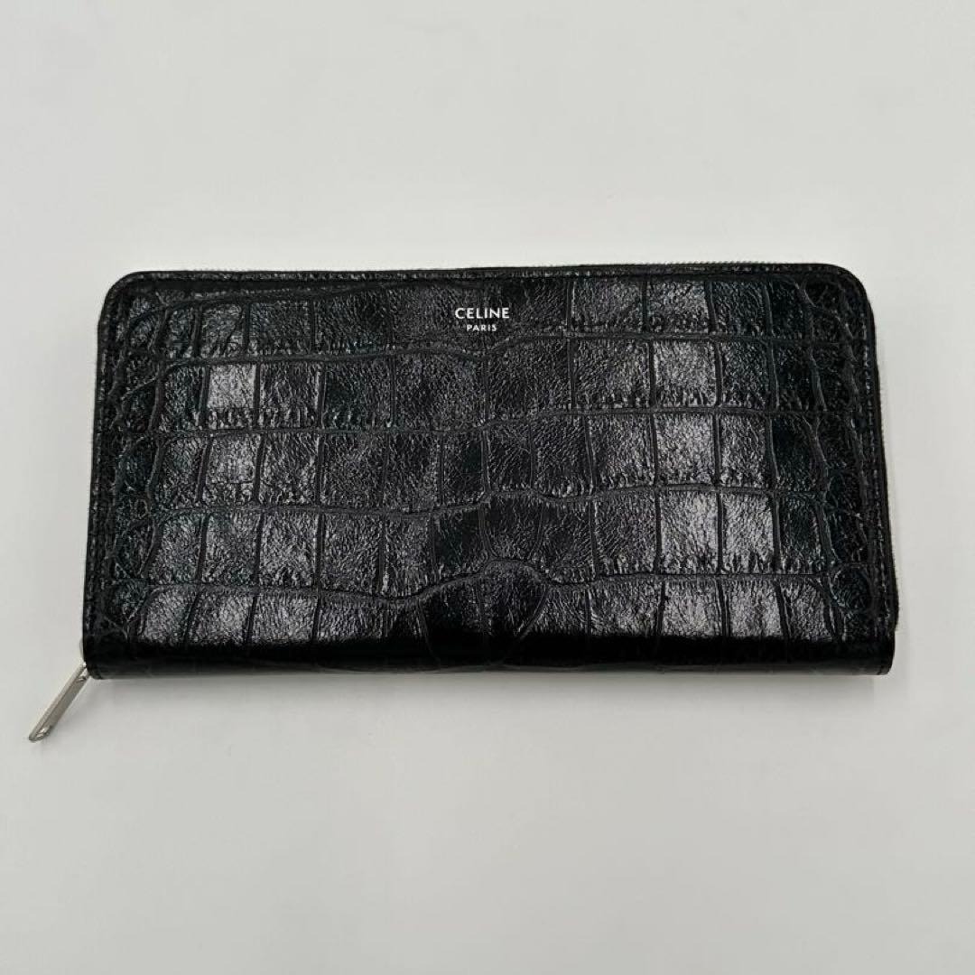 【正規店購入・付属品完備】CELINE セリーヌクロコ型押し 長財布 未使用品 CELINE(セリーヌ) Croco-embossed leather round zip wallet