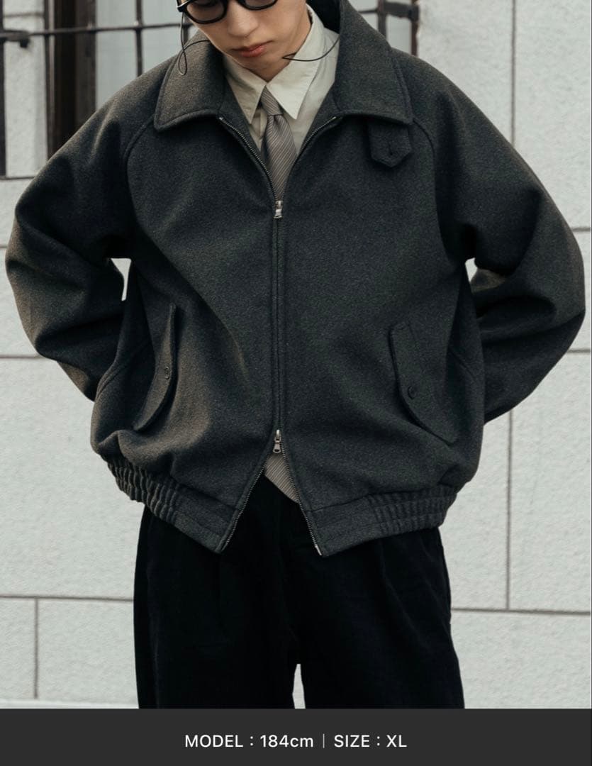 bleme ダブルジップ メルトンハリントンジャケット チンストラップ付き