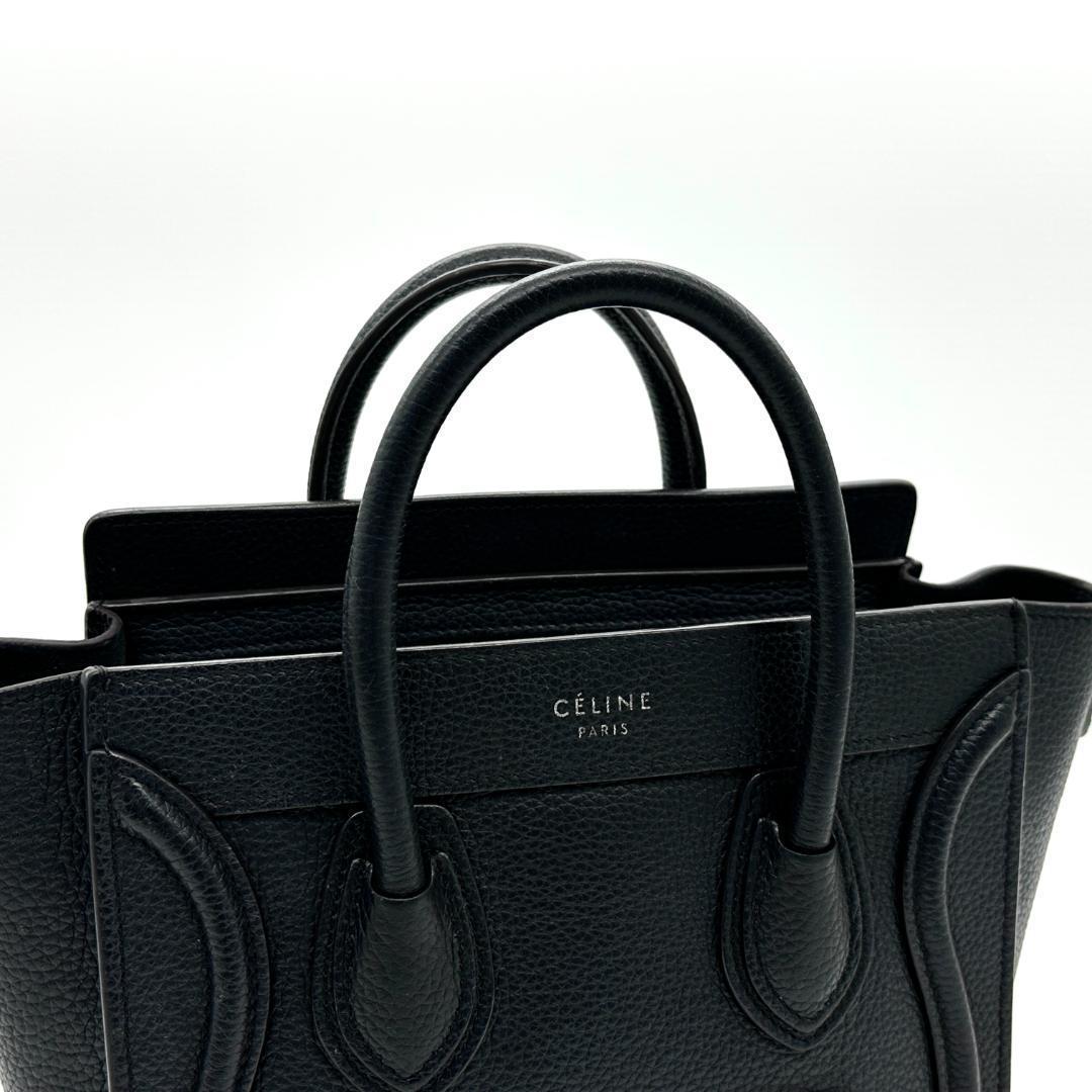 極美品】セリーヌ ラゲージ ナノショッパー 黒 ストラップ付き - メルカリ