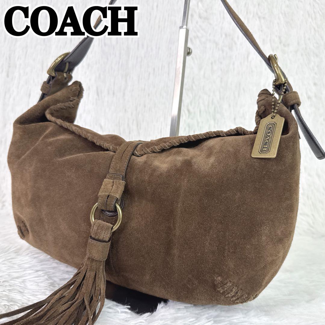 入手困難✨ OLD COACH　ハーフムーン　ワンショルダー　タッセル　スエード COACH オールドコーチ ハーフムーン ショルダーバッグ ブラウン｜Yahoo
