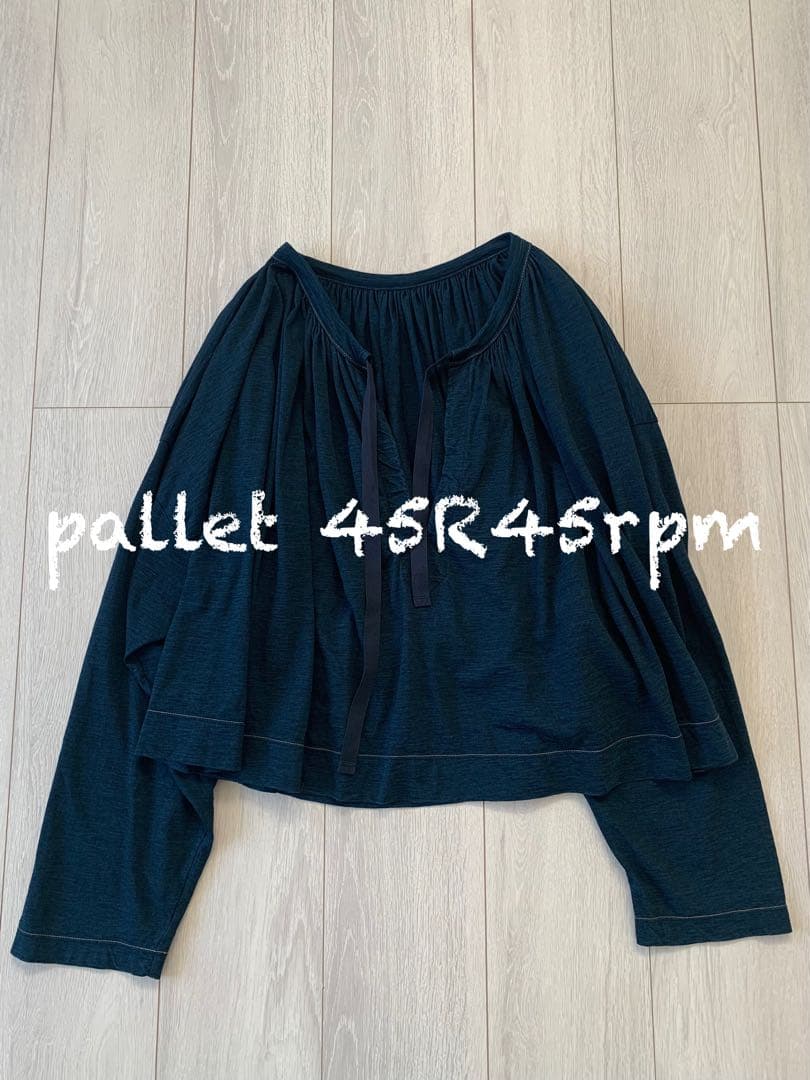 45R45rpm スーピマ天竺のギャザーブラウス(インディゴ)