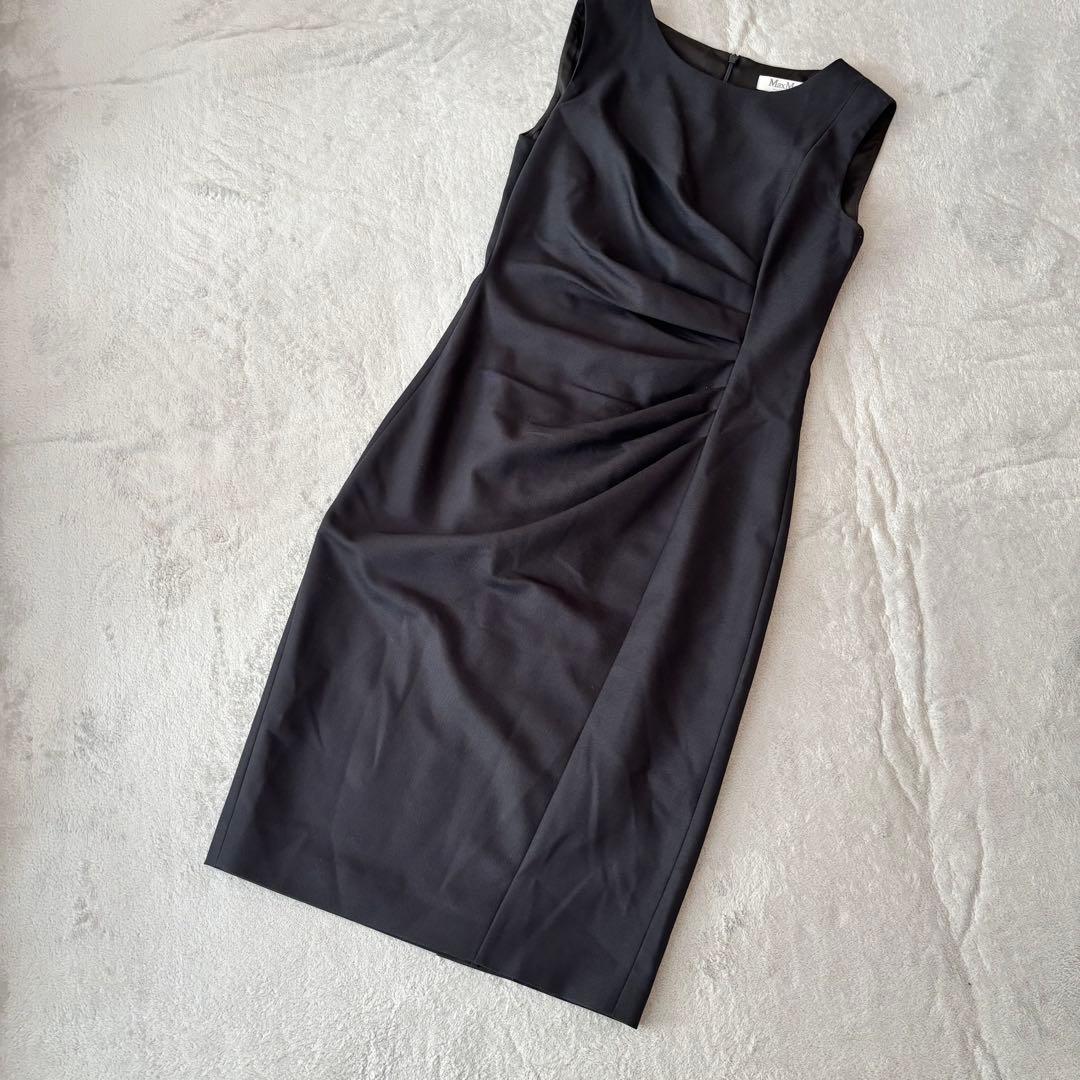 マックスマーラ　白タグ　フォーマル　ワンピース　40　黒　ブラック　エレガント