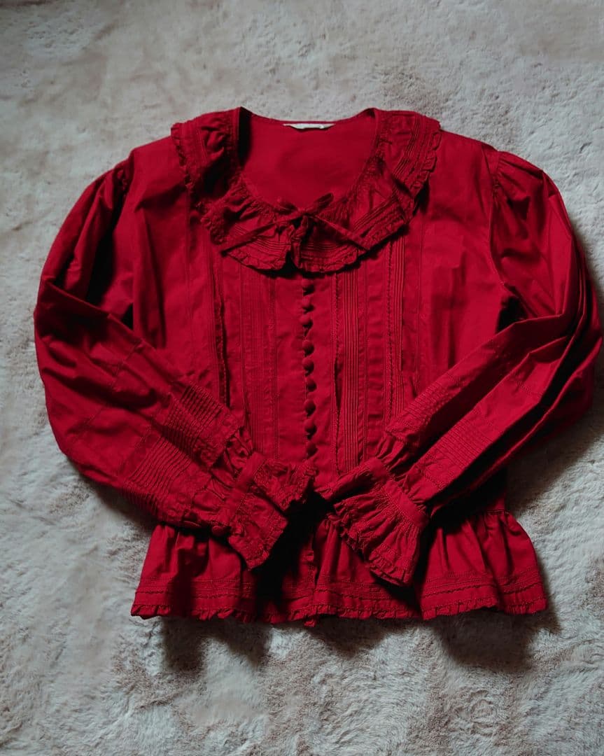 ピンクハウス♡レッド 丸襟フリル付きブラウス ピンクハウス♡レッド 丸襟フリル付きブラウス - メルカリ